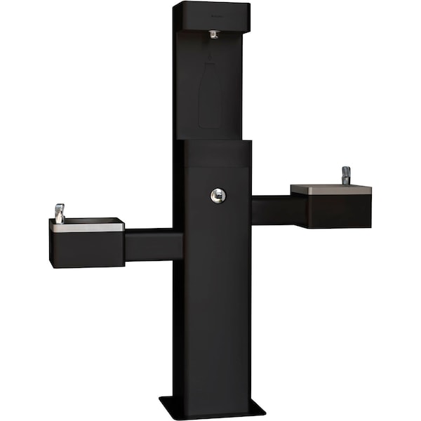 Global Industrial Outdoor Bottle Filling Station & Bi-Level Fountain w/ Filter, Black 761220BKF - main